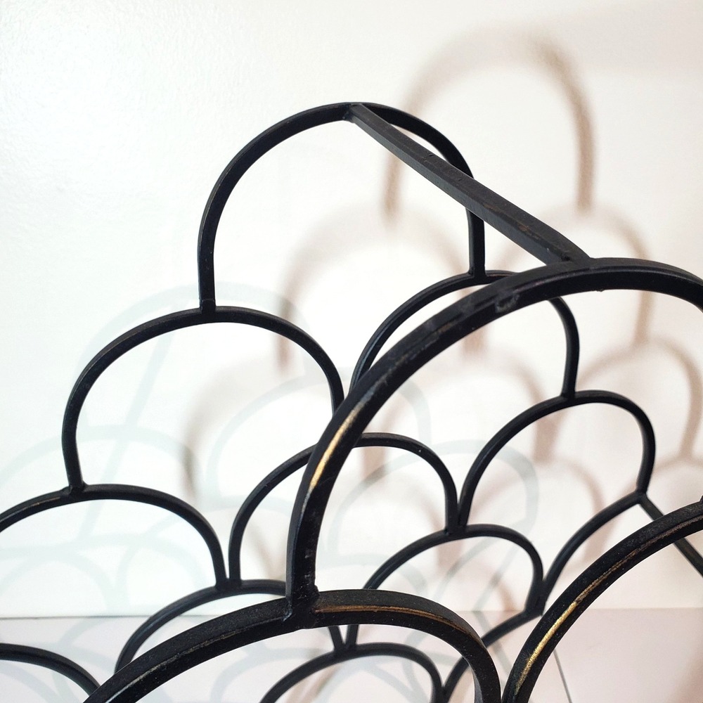 Black Wrought Iron 8-Bottle Freestanding Arch Wine Rack Countertop Display Stand - Picture 4 of 9